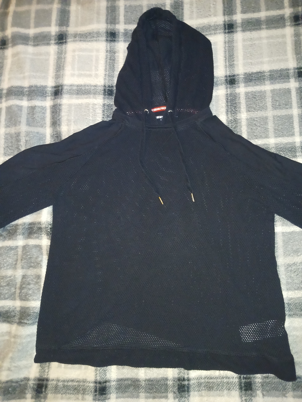 Tommy Hilfiger Black Mesh Hooded Top